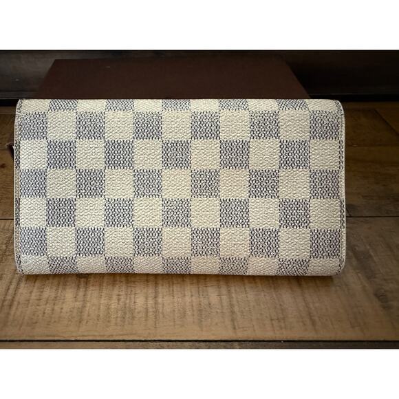 Louis Vuitton Sarah Wallet Womens Damier Azur Canvas Long French Purse France - Picture 2 of 16